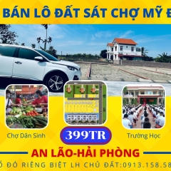 Giá từ 399 triệu sở hữu ngay lô đất diện tích75m2 gần TT hành chính Mỹ Đức-An Lão- Hải Phòng.