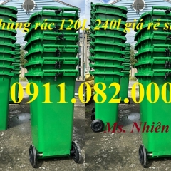 Thùng rác mới về mới 100% giá rẻ tại cần thơ- Thùng rác 120l 240l 660l màu xanh- lh 0911082000