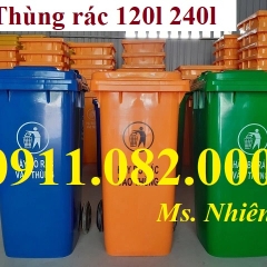 Thùng rác giá sỉ- thùng rác y tế,  120L 240L 660L màu xanh nắp kín- 0911.082.000